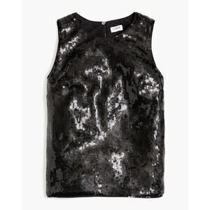 NWT J. Crew Factory Black Sparkly Sequin Shell Sz XS